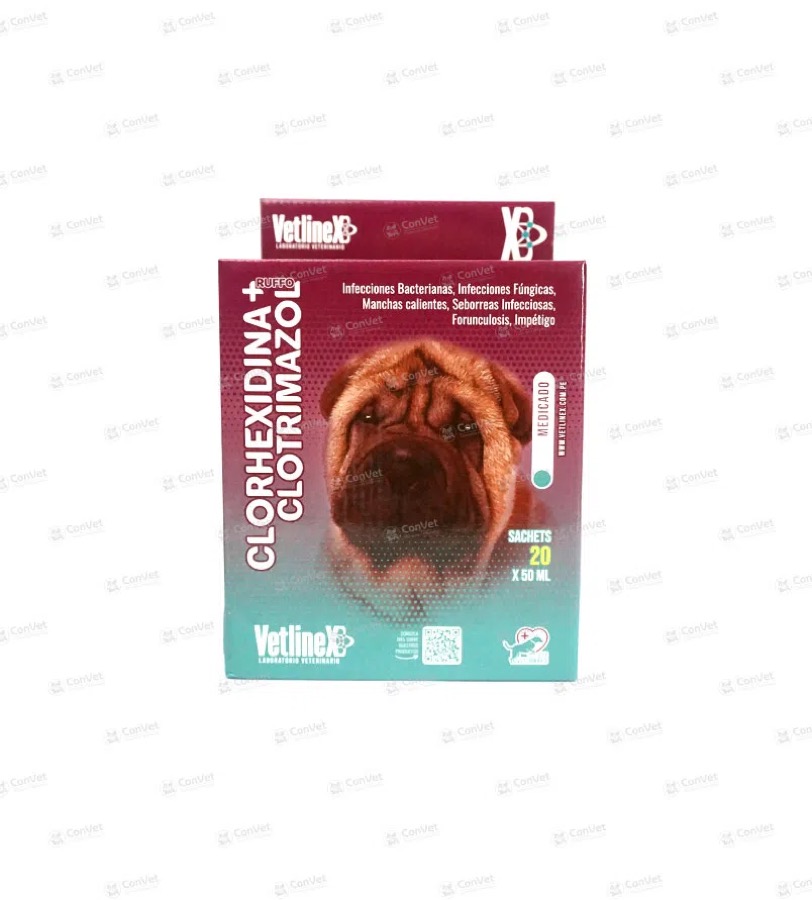 Vetlinex Shampoo Clorhexidina + Clotrimazol x 50 ML x Cj x 20 UND