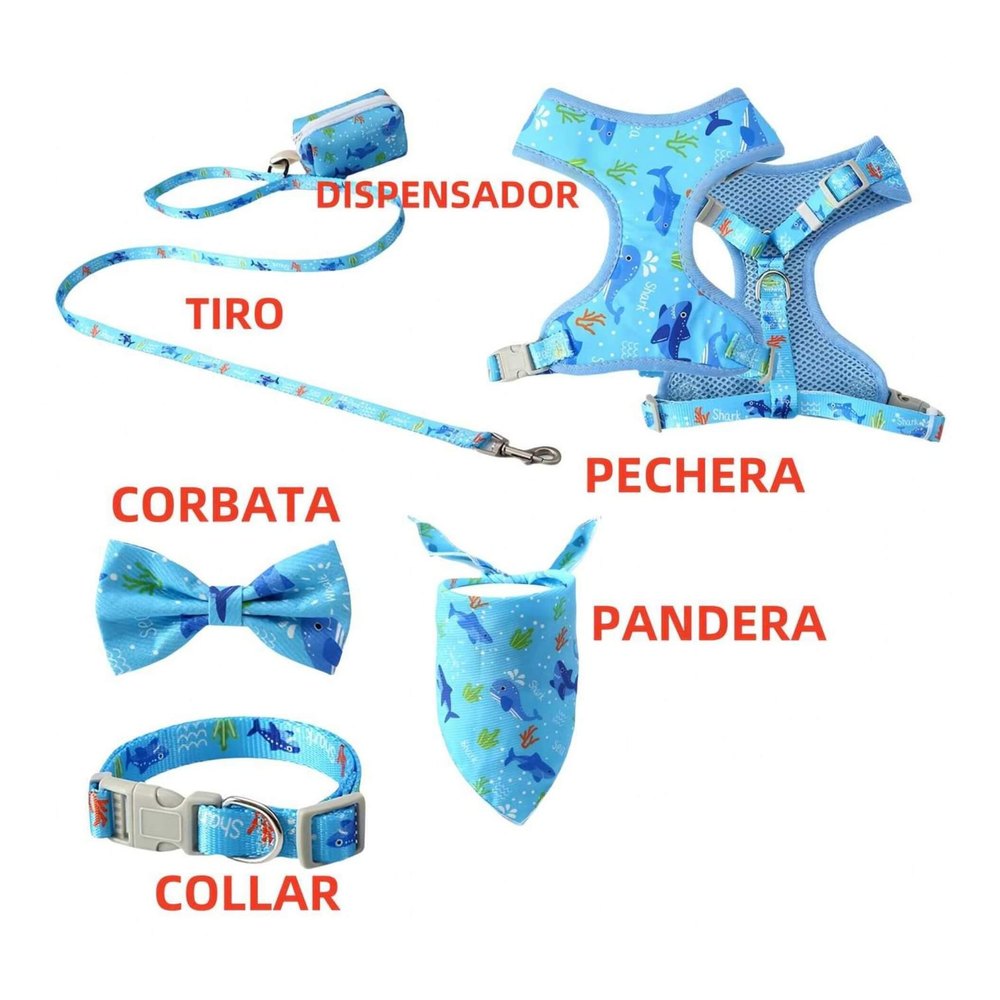 Pechera con Diseño Marino L para Perros Set de 6 Piezas