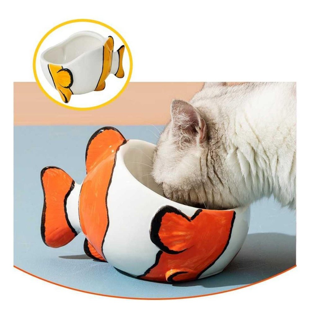Plato de Ceramica en Forma de Pez para Gatos